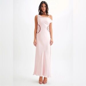 Meshki Kristina Satin Maxi Dress With Crochet